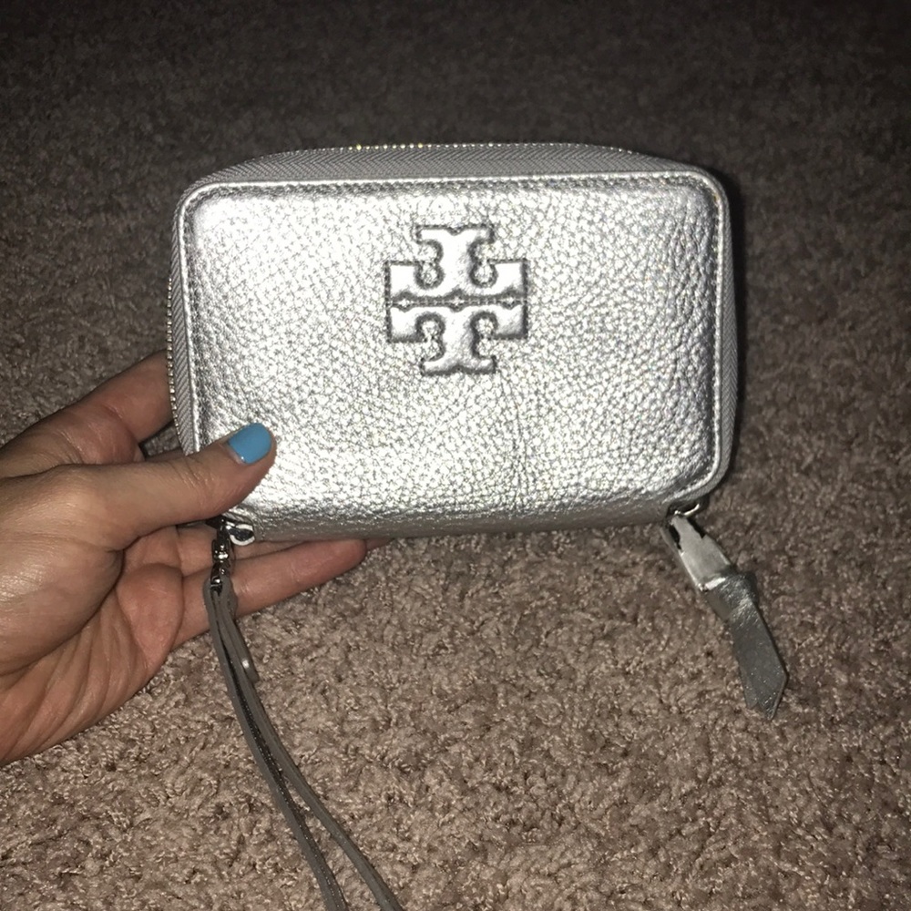 Never used Silver Tory Burch wristlet